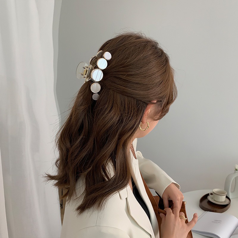 Jepit Jepitan Rambut Acrylic 8.5cm Transparan Jedai Mutiara Besar Korea Aksesoris Wanita Cellulose Acetate Pearl Hair Claw Clips