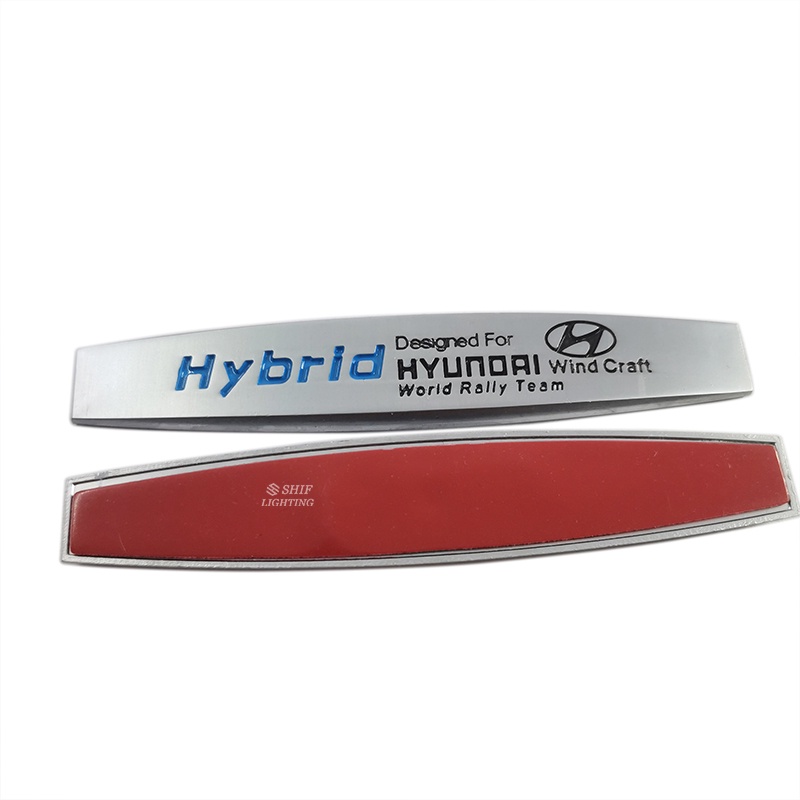 2pcs Stiker Emblem Logo HYBRID HYUNDAI Bahan Metal Untuk Fender Samping Mobil HYUNDAI