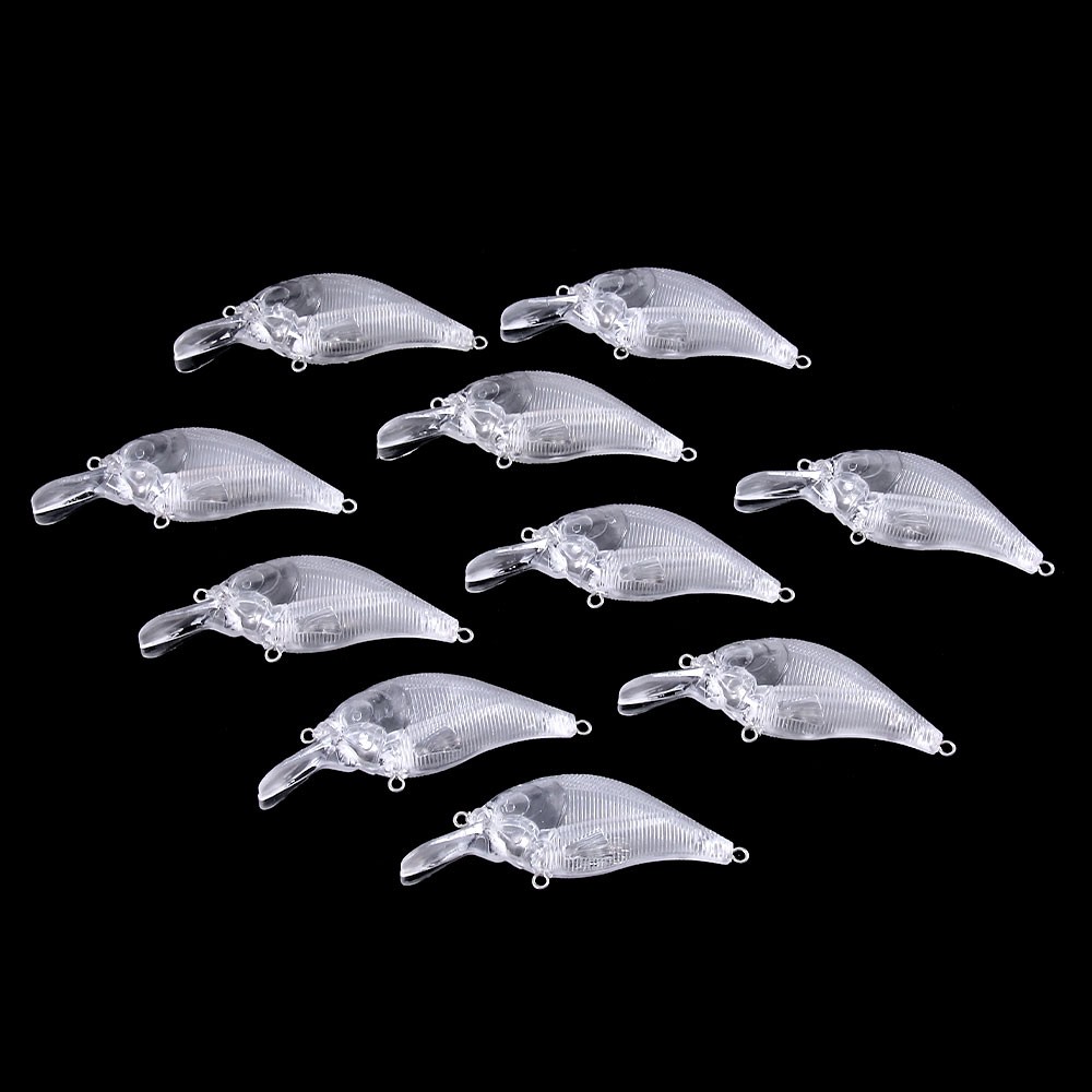 HENGJIA 10Pcs Unpainted Crankbait Umpan Pancing 7.5cm/8.9g Fishing Lure Ikan Bass Kail Bait Tackle