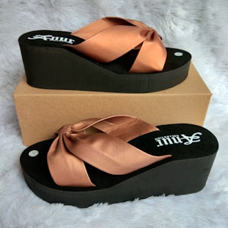ANUR-sendal wedges spons wanita selop ban fita  tinggi 6 cm