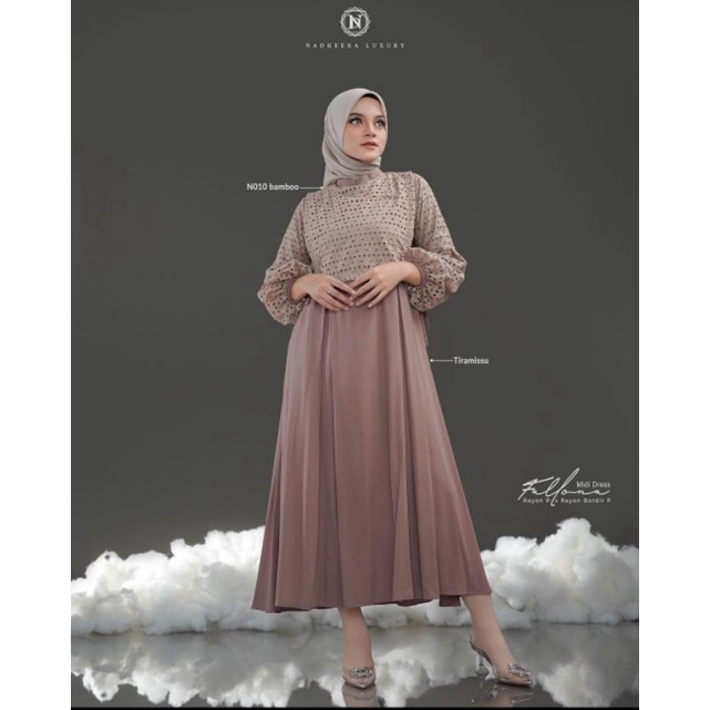 FALLONA NADHEERA MIDI DRESS STOK UKURAN L