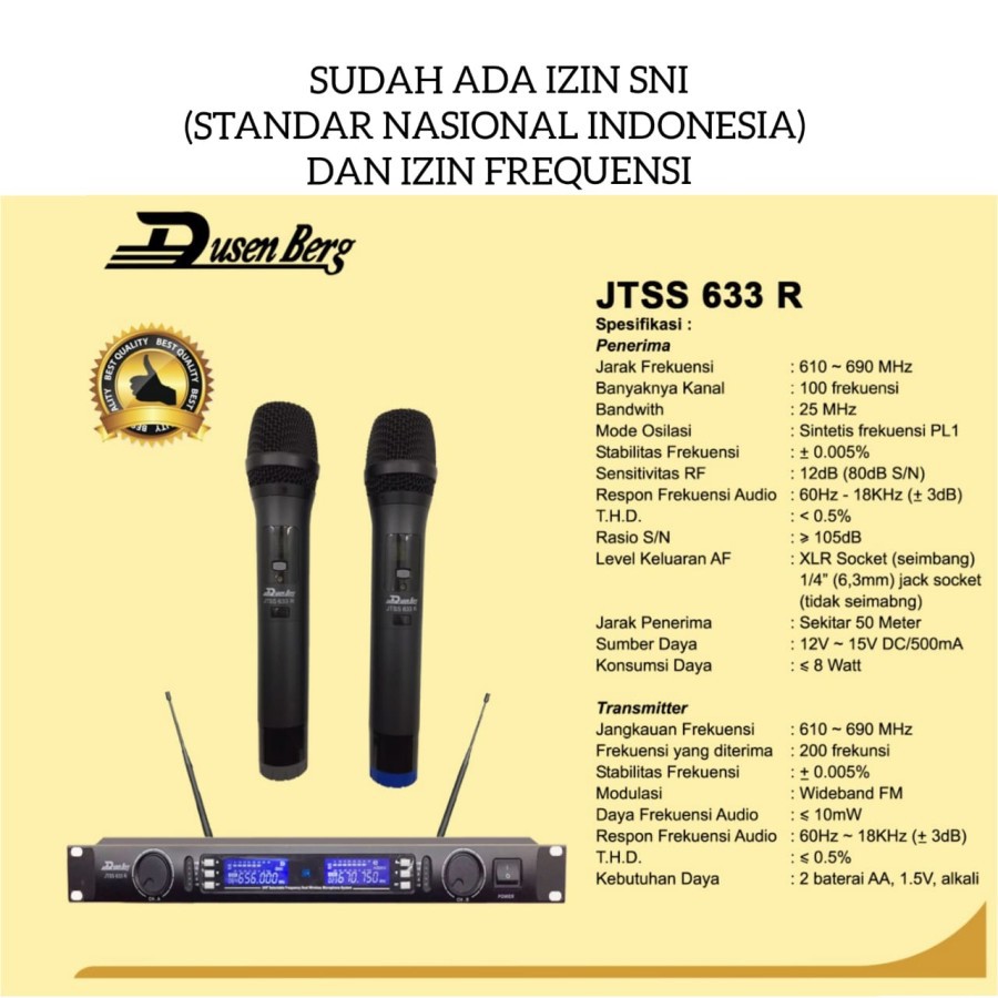 Mic Wireless Dusenberg JTSS 633 R Dusen berg Jtss 633R Jtss633 R Original