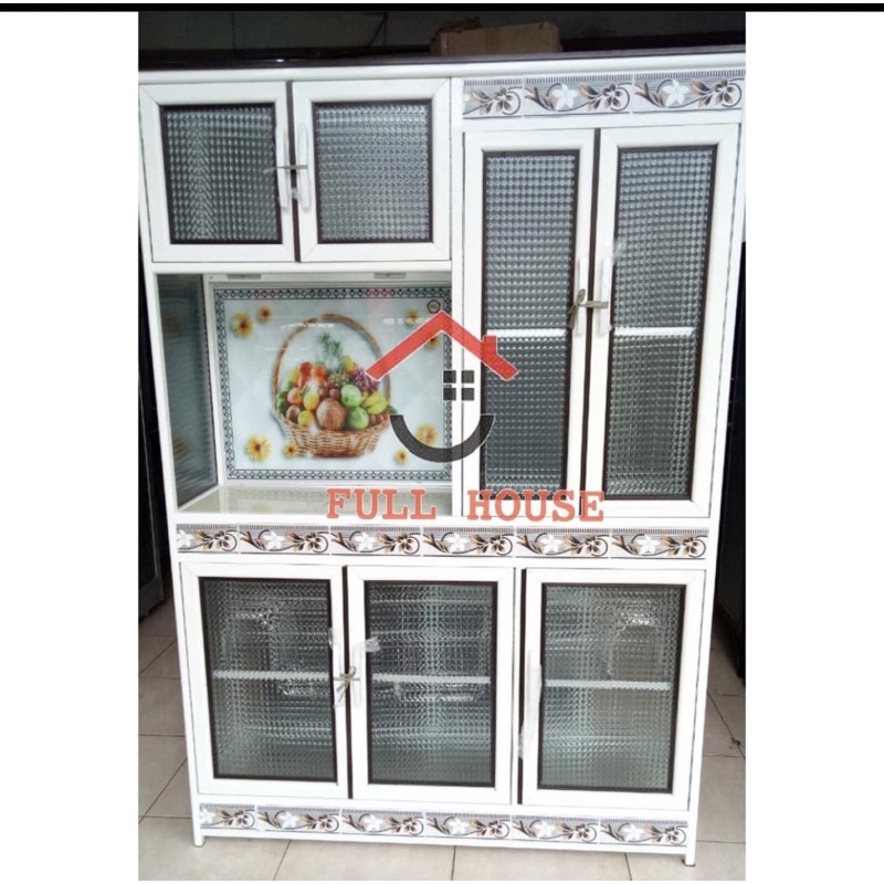rak piring lemari piring kaca aluminium kitchen set rak dapur 4 pintu jumbo termurah
