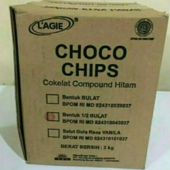 

Lagie Chocolate / Choco / Coklat Chip Setengah Bulat 3 kg / kilo