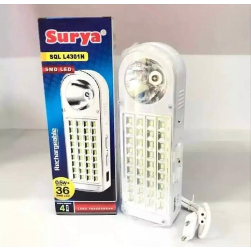 Surya Lampu Emergency SQL L4301 Light LED 36 SMD + 1 Super LED Rechargeable 12 Hours