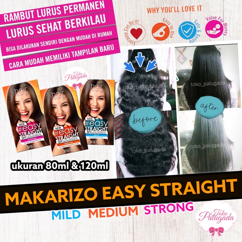 [BISA COD] Makarizo Easy Straight - Pelurus Rambut Makarizo - Makarizo Easy Straight Mild - Makarizo Easy Straight Medium 80ml 120