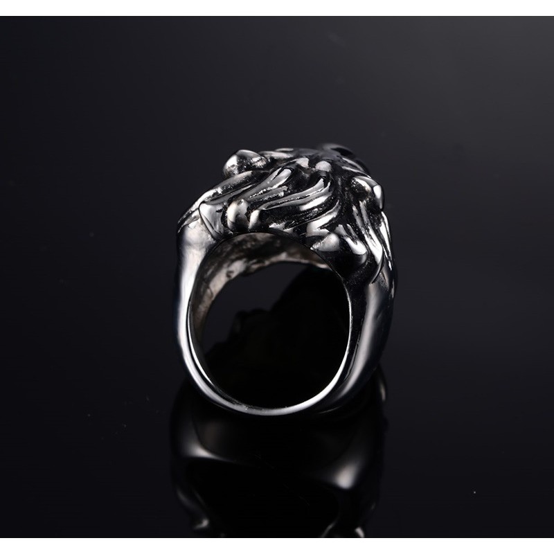 Cincin Single Pria Cowok Titanium 316L Motif Singa Keren CP016 punk series