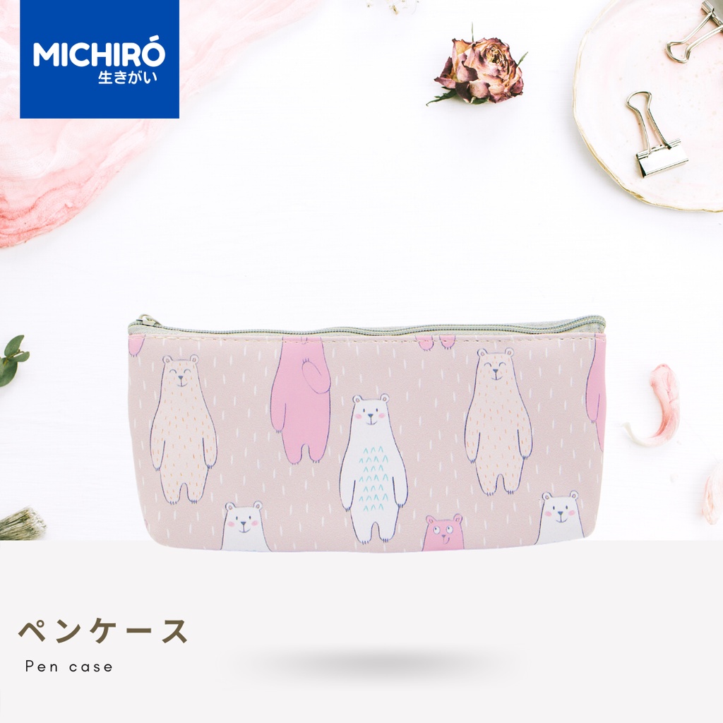 

Michiro Tempat Pensil/Pulpen Lucu unik bahan Kulit Dengan Berbagai Gambar Yang Unik Printed Leather Pencil Case Zipper