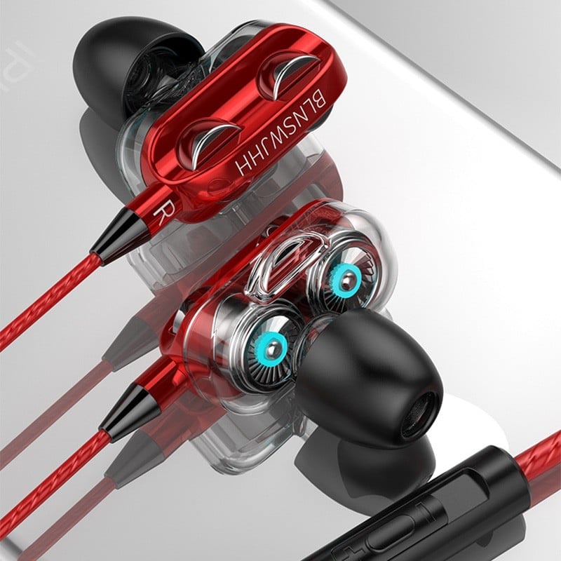 4D Earphone In-ear Kabel 3,5mm | Bass Double Speaker Dual Drive Stereo