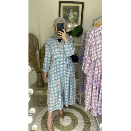 (COD) Nunna Dress Korea| Dress Kotak| Dress Korea| Dress Murah