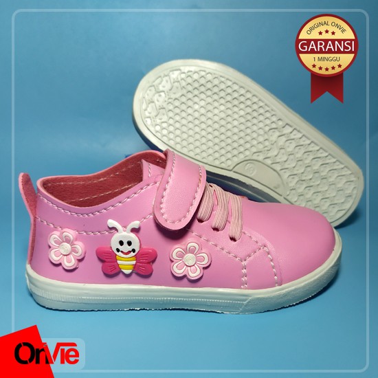 Sepatu Sneakers Anak Perempuan Motif Flower Bee | Sepatu Anak Sekolah Onvie