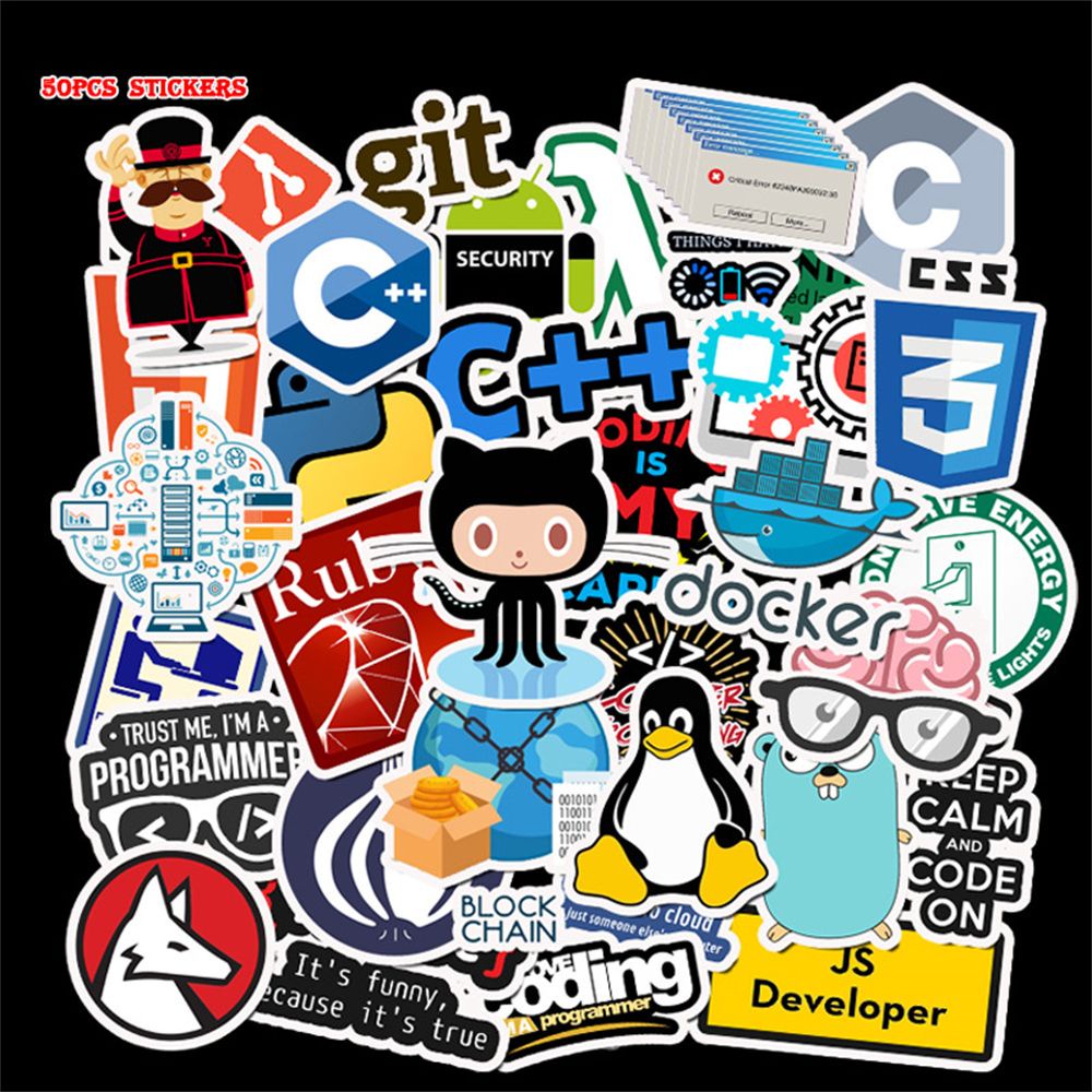 ELEGANT Multi Use Programmer Internet Stickers DIY Toy Sticker Programming Language Java Stickers For Laptop Skateboard Notebook Graffiti Stickers Stickers Poster 50Pcs/Lot For Car Guitar Stationery Sticker Sticker Decals