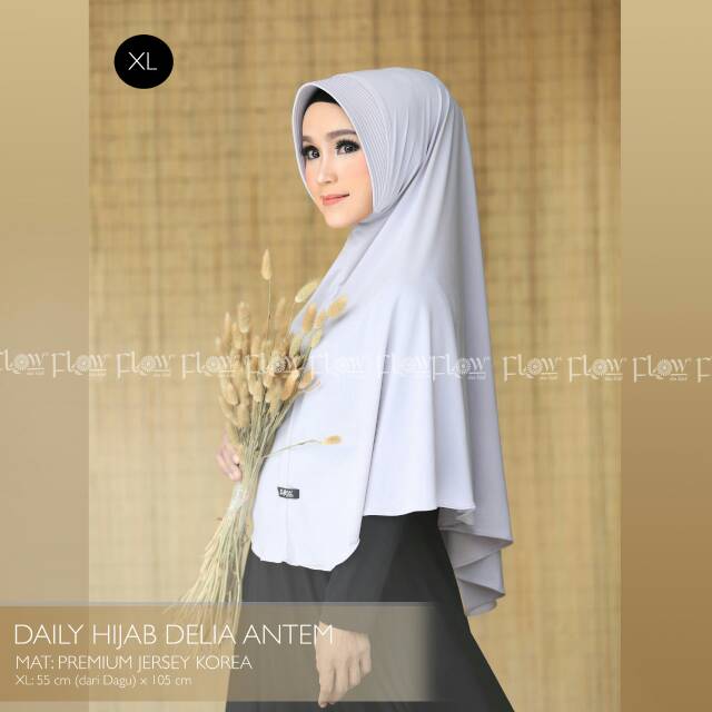 Jilbab Hijab Flow Delia XL kerudung bergo syari jumbo instan non Arrafi Zoya Hijabwanitacantik murah