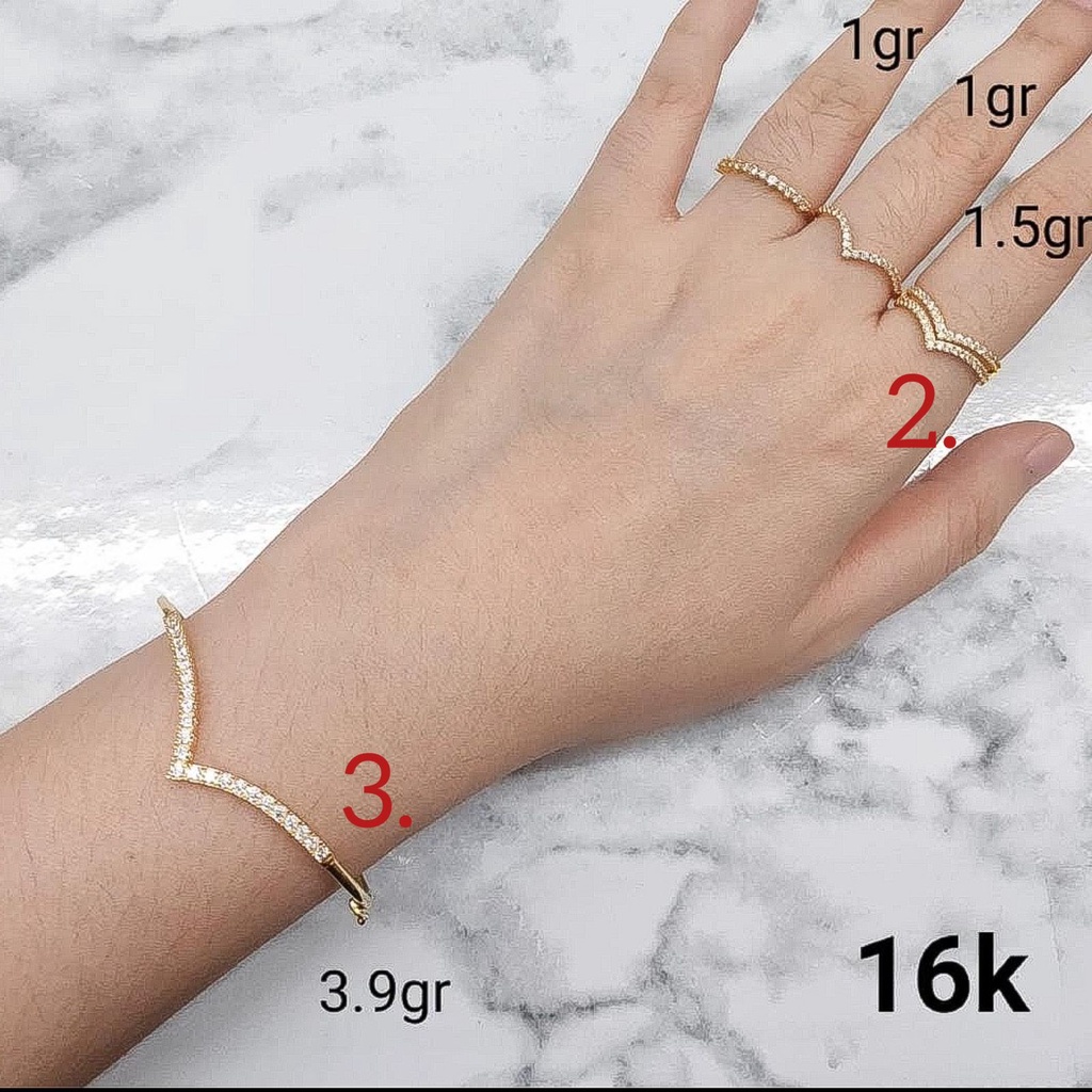 Banyak motif yaa Cincin gelang anak dan dewasa emas asli kadar 700 70 16k aurel fuji mahkota queen V permata mewah ringan 1 satu gram gr g aesthetic korean gold