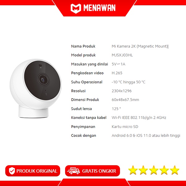 Xiaomi Mi Camera 125° 2K Magnetic Mount Camera Security CCTV Magnet New Upgrade Model Original