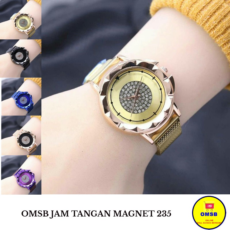 OMSB JAM TANGAN WANITA MAGNET 235 RANTAI PASIR MAGNET SUPER IMPORT BATAM