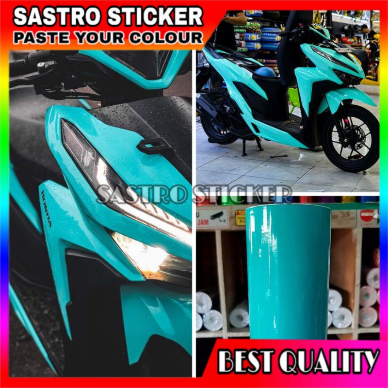 STICKER SKOTLET MOTOR WARNA BIRU TOSKA
