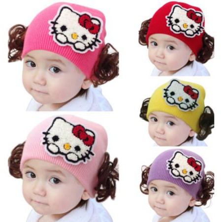 Topi Kupluk Motif Hello Kitty untuk Bayi