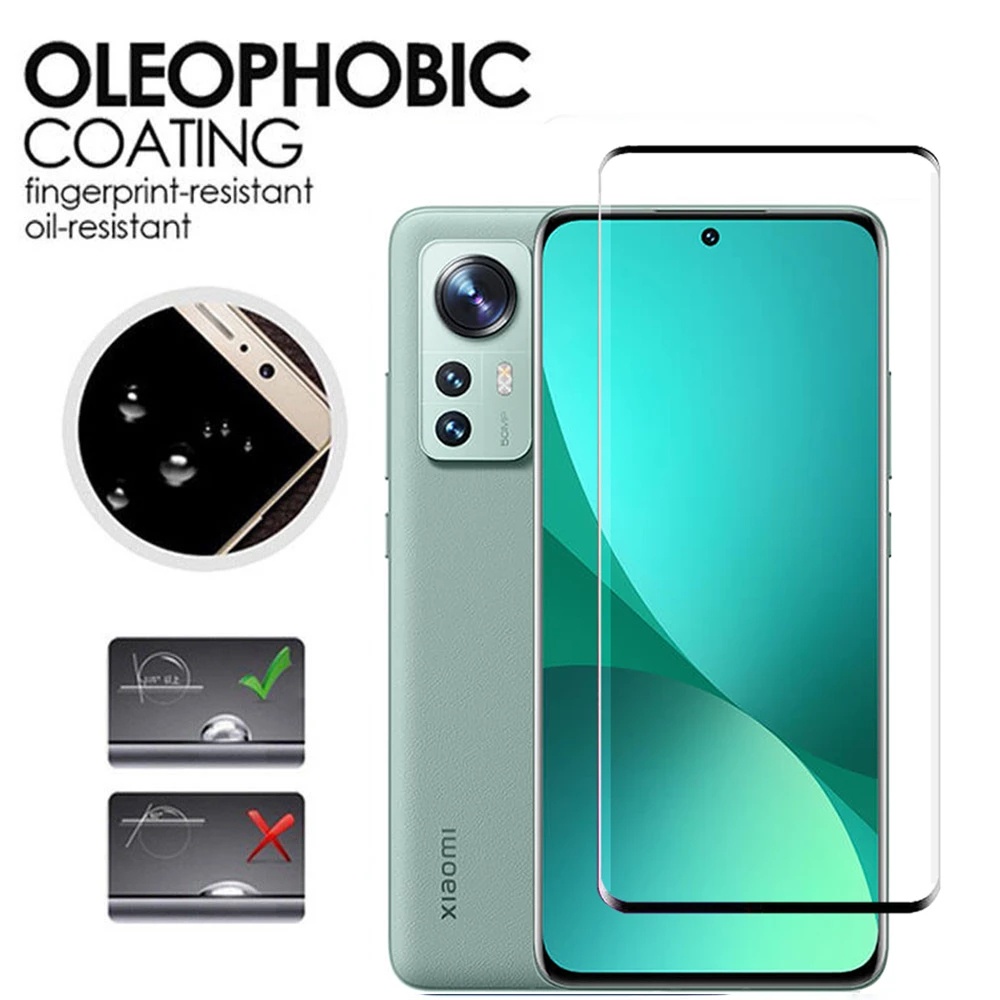 1pc Pelindung Layar Tempered Glass 9D Curved 9H Anti Silau / Sidik Jari Untuk Xiaomi 12 Series