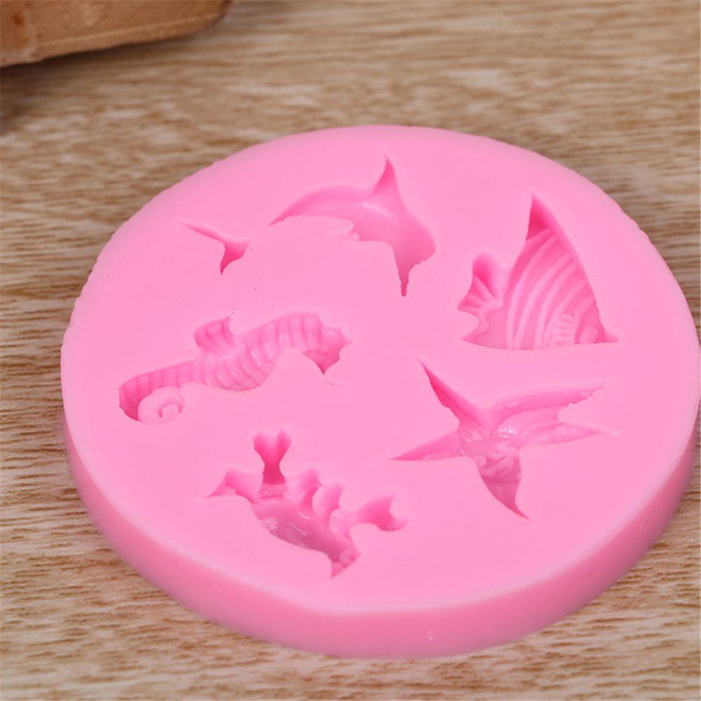 Populer Warna Random Cetakan Fondant Silikon DIY Mini Baking Dolphin