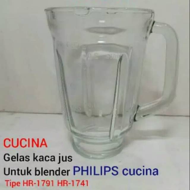 Gelas jus kaca blender philips cucina tipe HR-1791, HR-1741