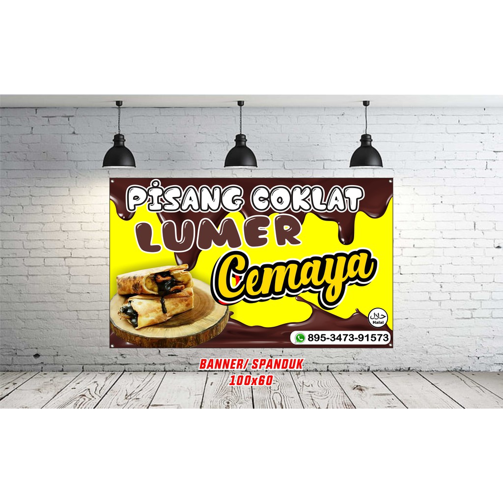 Spanduk Pisang Coktat Lumer, Banner Pisang Coktat Lumer 100x60cm COD