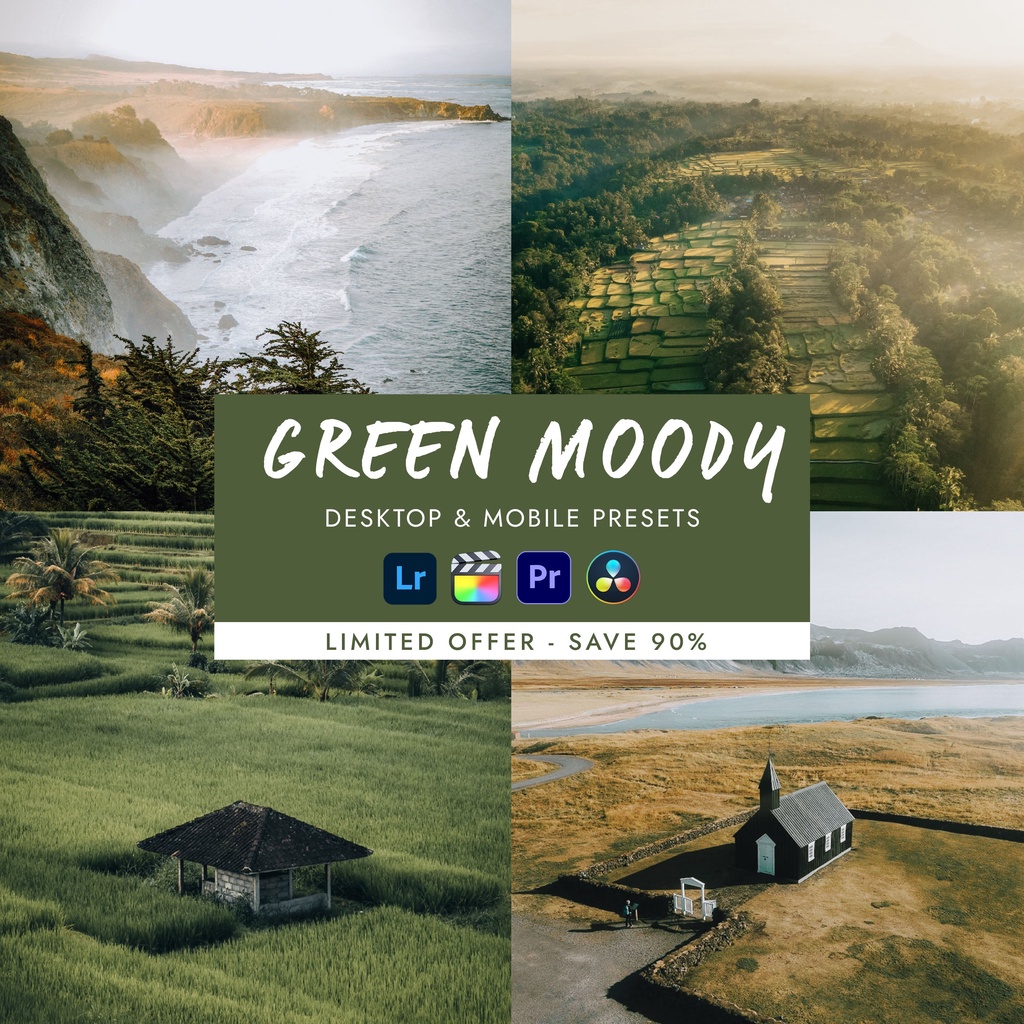 Preset Lightroom Premium - 12 Green Moody Moods + LUTs