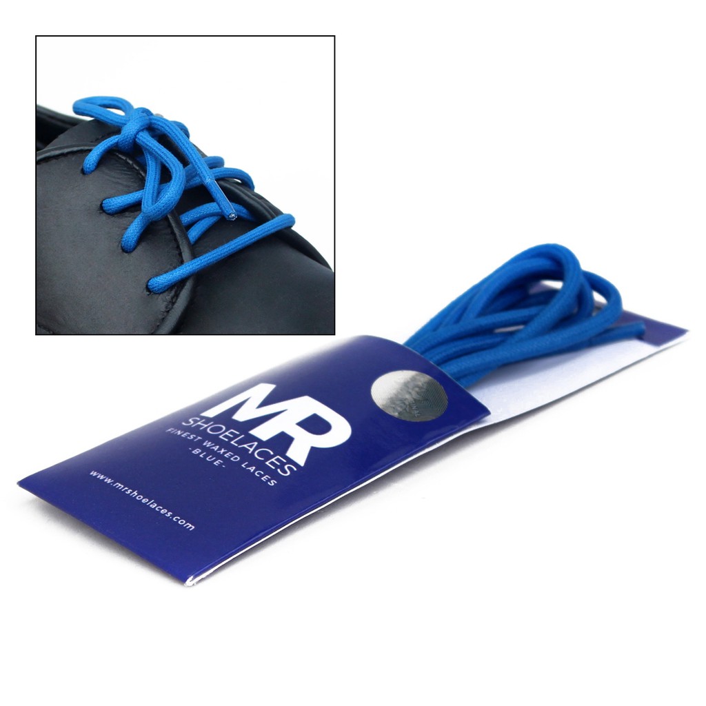 MR Shoelaces RD02 Blue (Biru) Tali Sepatu Lilin 2-3mm Bulat Round 50cm 60cm 70cm 80cm 90cm 100cm 120cm 150cm (Waxed Laces) - Premium Shoelace