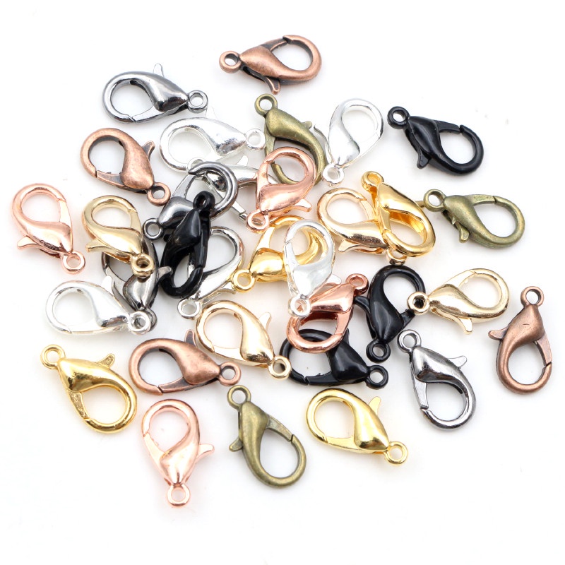 50 Pcs Konektor Kait Lobster Ukuran 6x12mm Untuk Membuat Perhiasan Kalung Gelang Rantai