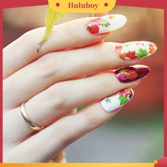 Huluboy Huluboy♡ Stiker Decal Motif Daun Maple / Bunga / Kupu-Kupu Untuk Dekorasi Manicure / Nail Art Butterfly