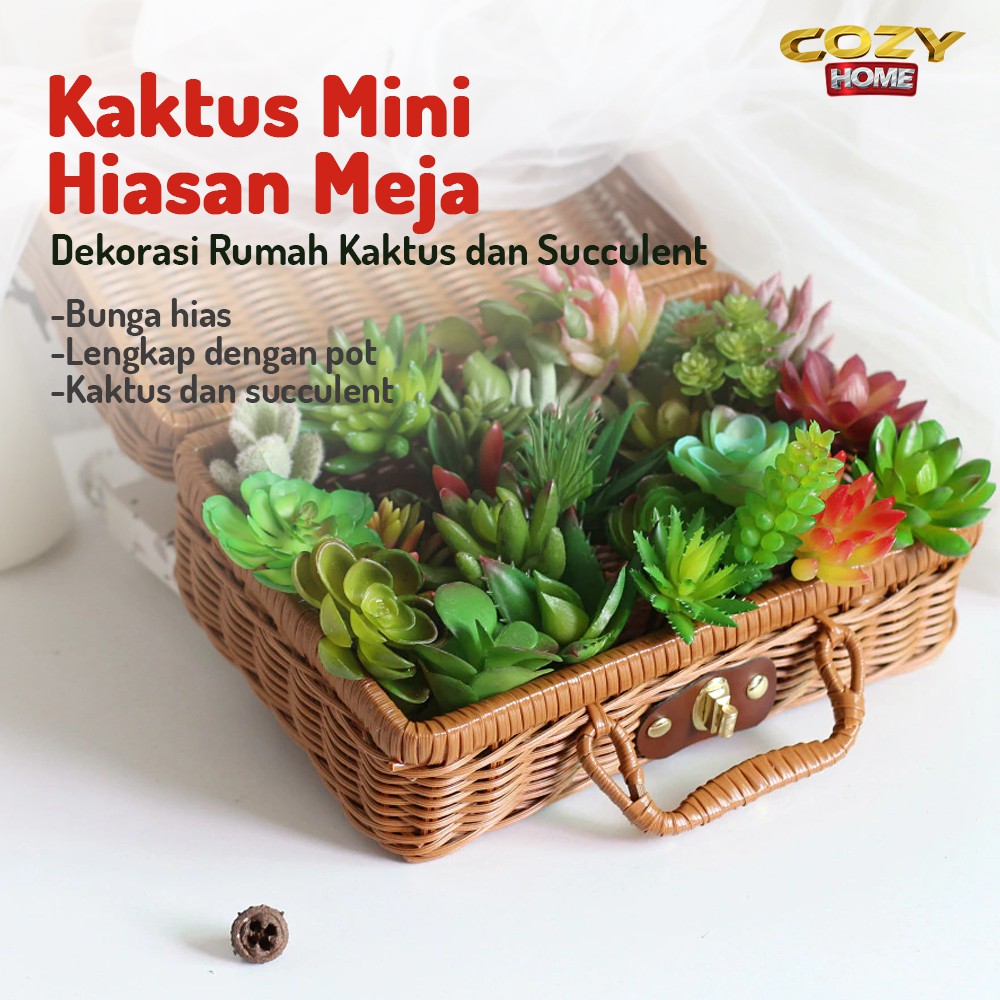 Hiasan Kaktus Mini Palsu Plastik Succulent Pot Dekorasi Rumah Artificial Flower