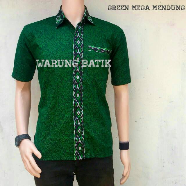 Warung Batik Hrb026 Kenongo Kemeja Tosca Pendek Pekalongan Padi M L Xl Sogan Halus Kemeja Batik