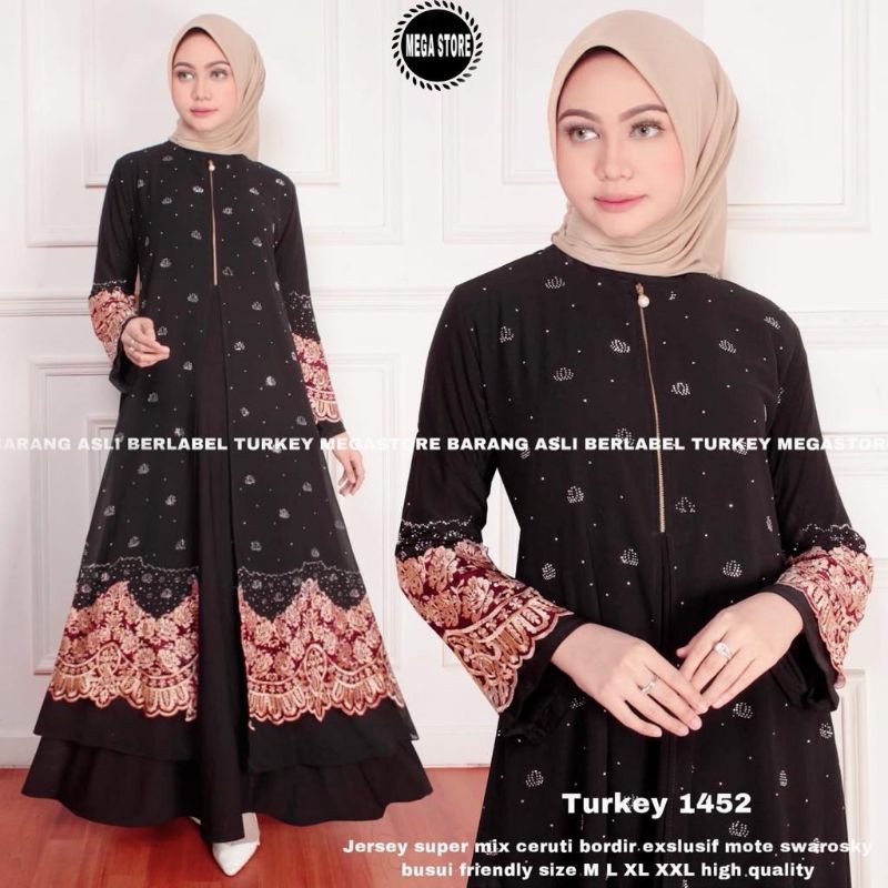 GAMIS MODERN / GAMIS TURKI / GAMIS TERBARU MURAH KEKINIAN / GAMIS  SYARI JERSEY / GAMIS HITAM BORDIR