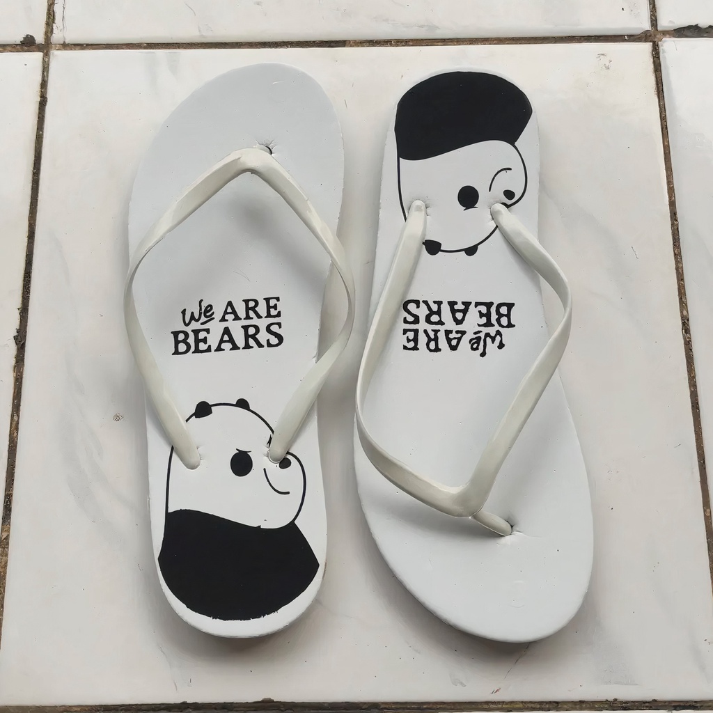 ( BISA COD ) SANDAL JEPIT SENDAL SPON TERBARU MOTIF WE ARE BEAR LUCU IMUT BISA GROSIR