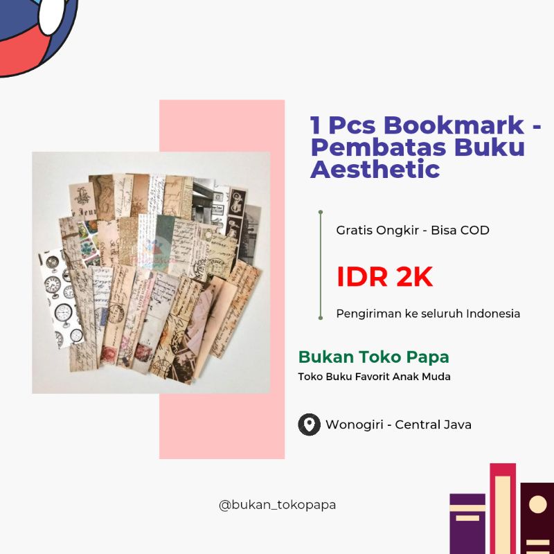 

1 Pcs Pembatas Buku Aesthetic || Colours Random