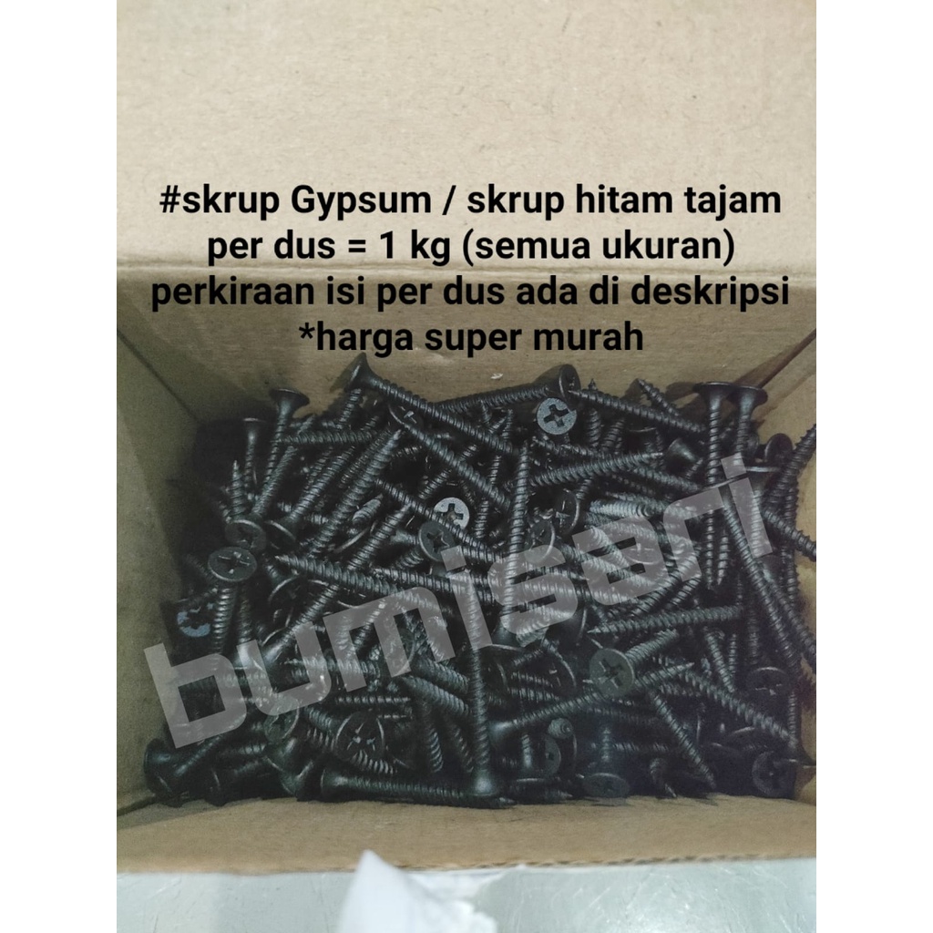 Skrup / Sekrup Gypsum Hitam - per dus = per 1 Kg (berat terjamin)