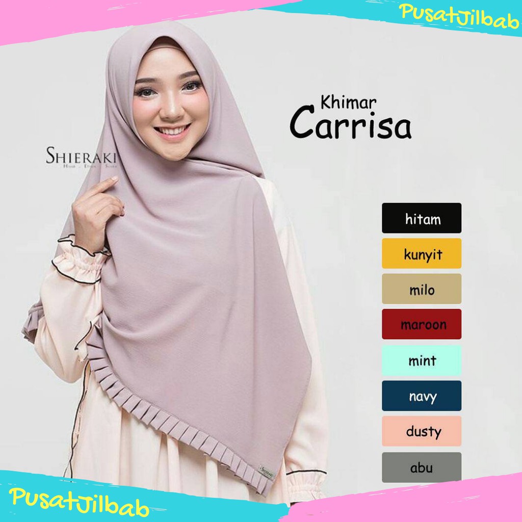  Jilbab  Instan Kerudung Khimar Syari Carrisa Rempel Non Pet  