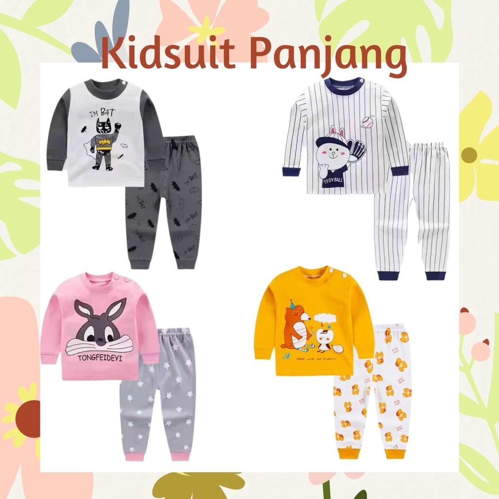 Plazababyku KIDS SUIT PANJANG H5 Setelan Anak Bahan Kaos Lengan Berkualitas Import cewek cowok NEW6