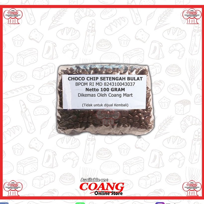 

CHOCO CHIP SETENGAH BULAT 100 GRAM - COKLAT CIP