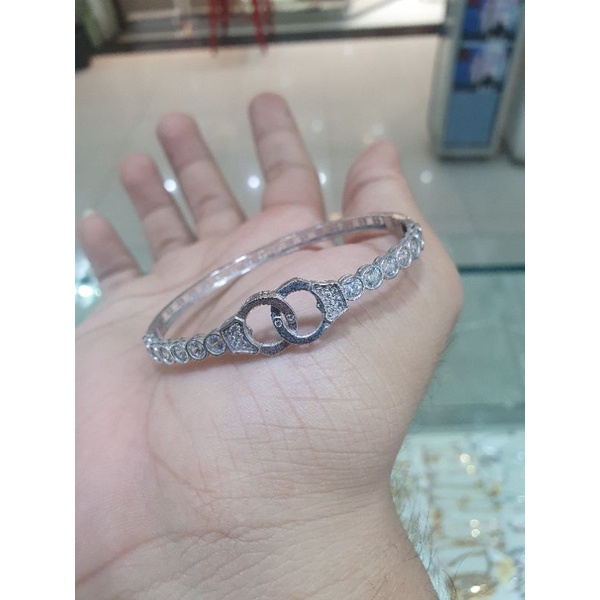 gelang bangle emas putih model borgol unik matamata