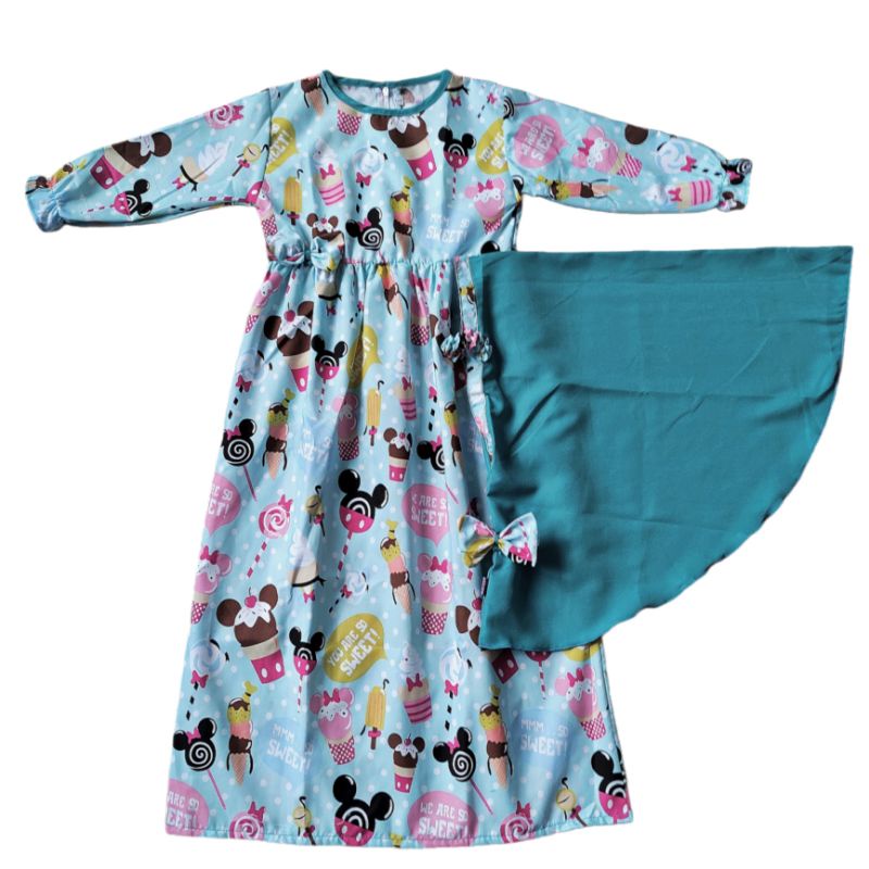 Gamis Anak + Hijab karakter katun catra 2-6tahun