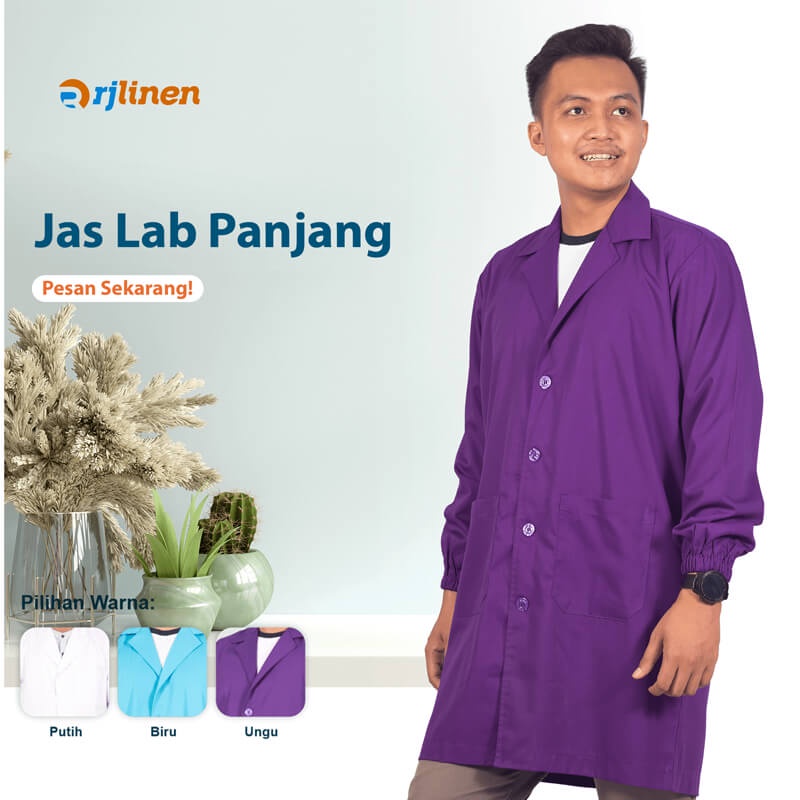 RJLINEN Jas Laboratorium Seragam Lab Baju Praktek Klinik Pria Wanita Lengan Pendek dan Panjang