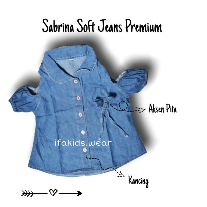 Dress / Tunik / Atasan Anak Sabrina Untuk 1-5 Tahun Soft Jeans Premium