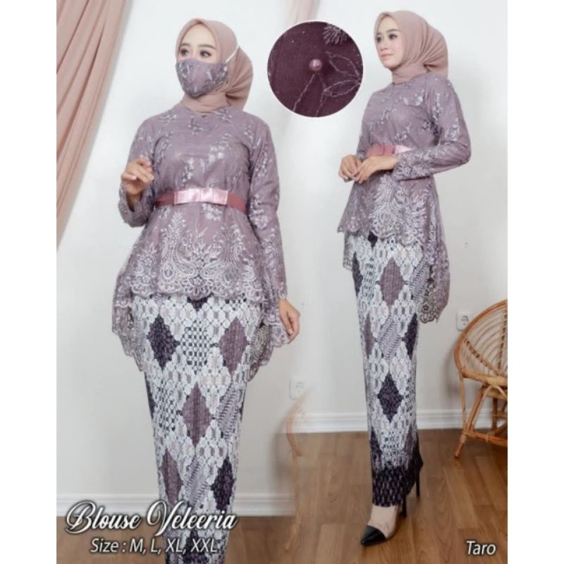 SETELAN KEBAYA AURORA FULL TILE/SETELAN KEBAYA PITA/KEBAYA MODERN/KEBAYA PESTA