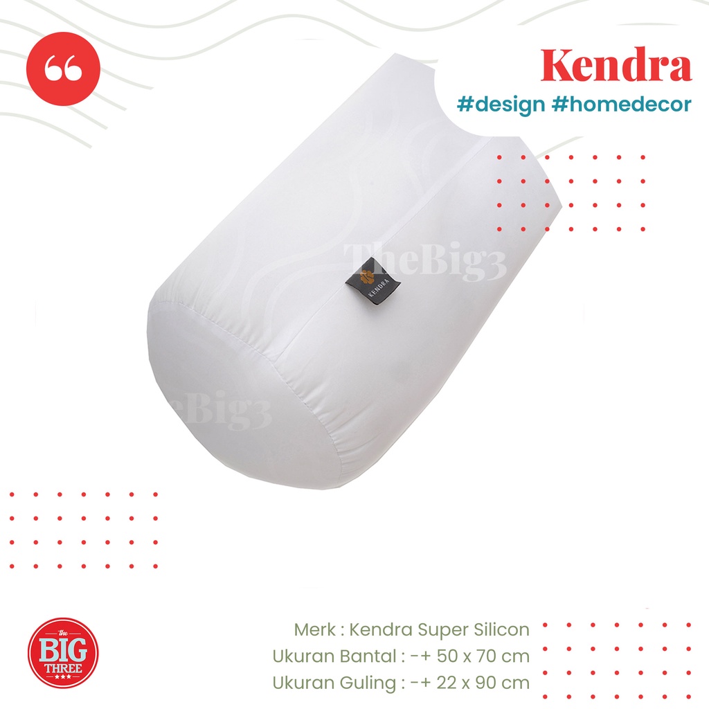 KENDRA - Bantal / Guling Silikon - Soft Pillow Bolster - Super SIlicon grade AAA - Tidur - Kepala