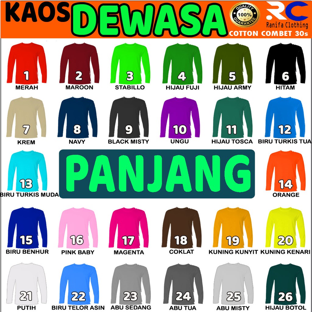  KAOS  POLOS  DEWASA LENGAN  PANJANG  Shopee  Indonesia