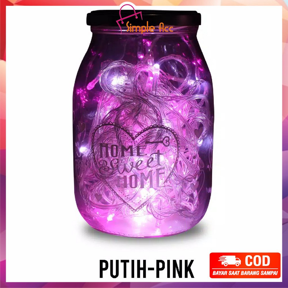 *COD* DO-C17 C199 Lampu Tumblr Light Led 10 Mtr OPP 100 LED 50 LED Lampu Hias Dekorasi Kamar Hiasan-Putih Pink
