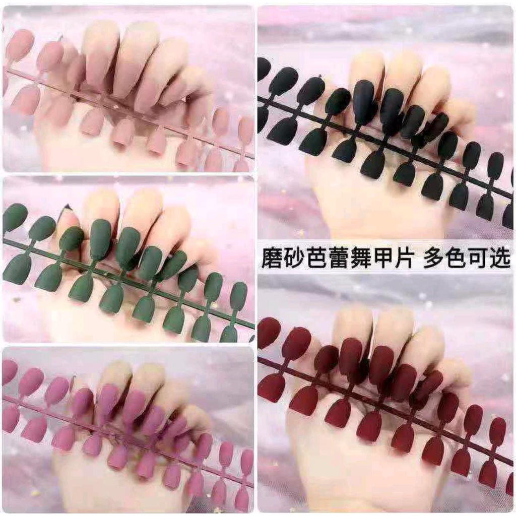 (1-20) 24 pcs ALMOND MATTE KUKU PALSU / almond stilleto matt fake nails kupal matt almond runcing