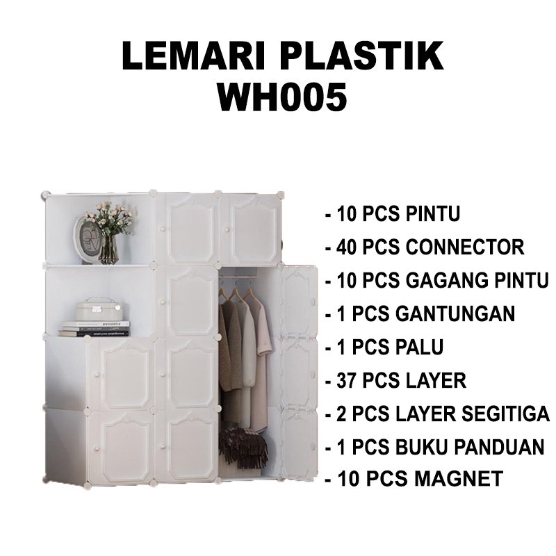 Lemari Plastik 10 Pintu 2 Rak - 1 Gantungan Lemari Serbaguna Lemari Portable Lemari Plastik - Unikdekorasi