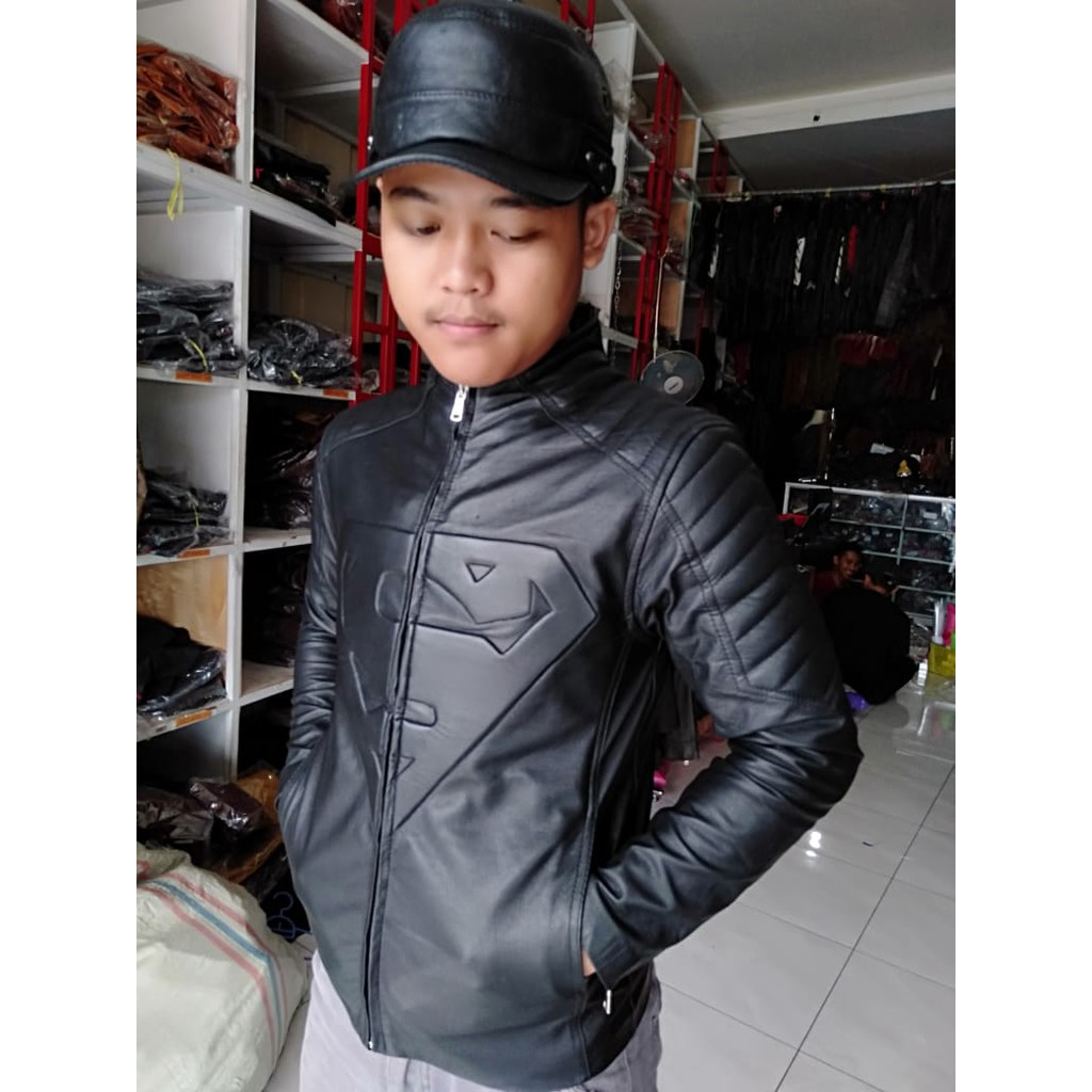 Jaket Kulit Asli Pria Superman Elegant Brownie ARL Silverstone